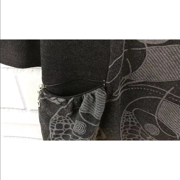 3/$20 Bali Pullover Black Gray Sweater Size L Peplum Zipper Pockets 3/4 Sleeves - Picture 11 of 13